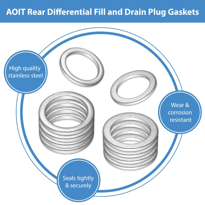 AOIT Rear Differential Fill & Drain Plug Gaskets Crush Washers Seals Rings Compatible with Hon da Accord Acura Civic Ridgeline Odyssey CRV CR-V Pilot Fit Element, for The Part# 94109-20000 90471-PX4-000 - Image 2